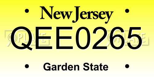 QEE0265 New Jersey License Plate