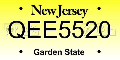 QEE5520 New Jersey License Plate