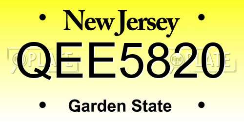 QEE5820 New Jersey License Plate