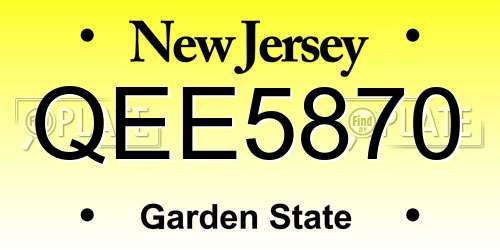 QEE5870 New Jersey License Plate