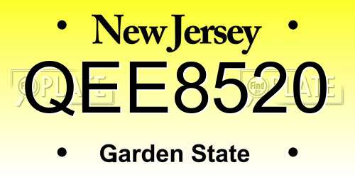 QEE8520 New Jersey License Plate