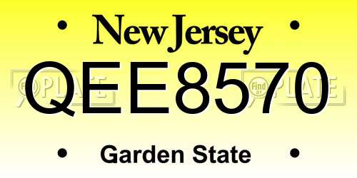 QEE8570 New Jersey License Plate