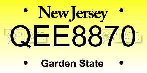 QEE8870 New Jersey License Plate