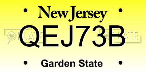 QEJ73B New Jersey License Plate