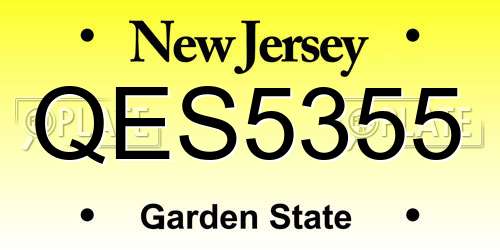 QES5355 New Jersey License Plate