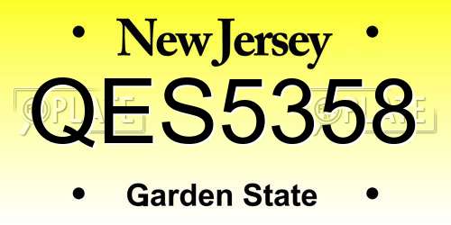 QES5358 New Jersey License Plate