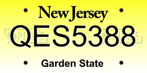 QES5388 New Jersey License Plate