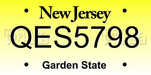 QES5798 New Jersey License Plate