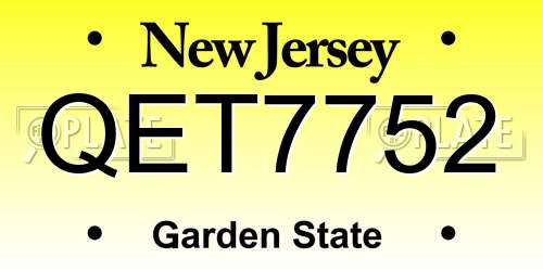 QET7752 New Jersey License Plate