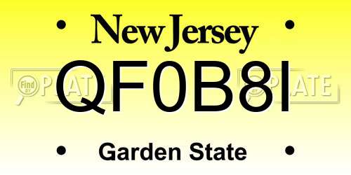QF0B8I New Jersey License Plate