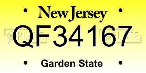 QF34167 New Jersey License Plate