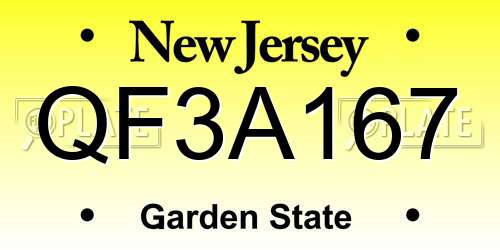 QF3A167 New Jersey License Plate