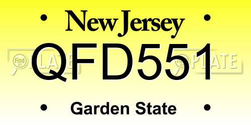 QFD551 New Jersey License Plate