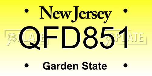 QFD851 New Jersey License Plate