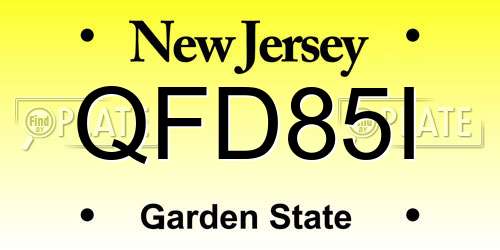 QFD85I New Jersey License Plate