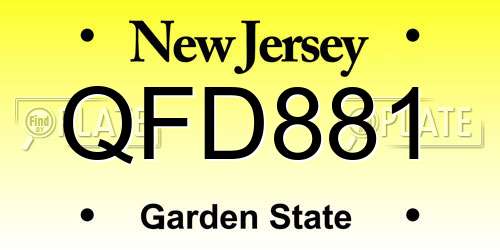 QFD881 New Jersey License Plate