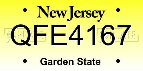 QFE4167 New Jersey License Plate