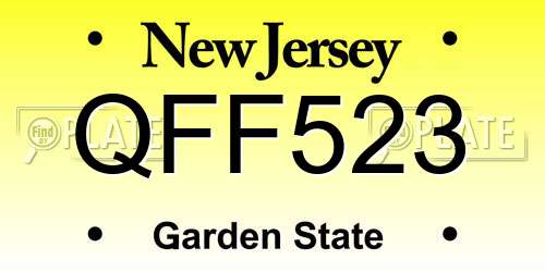 QFF523 New Jersey License Plate