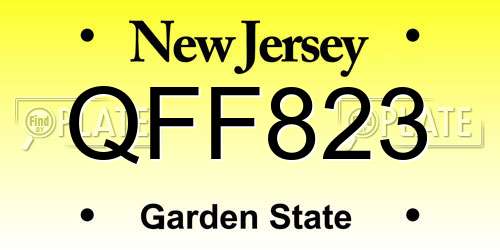 QFF823 New Jersey License Plate