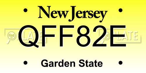 QFF82E New Jersey License Plate