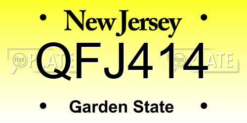 QFJ414 New Jersey License Plate