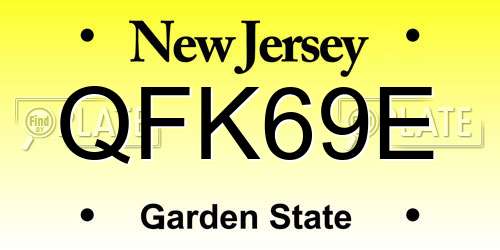 QFK69E New Jersey License Plate