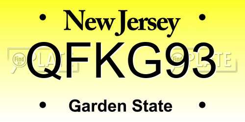 QFKG93 New Jersey License Plate
