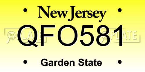 QFO581 New Jersey License Plate