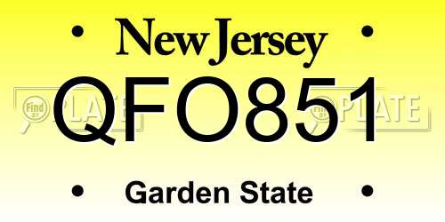 QFO851 New Jersey License Plate