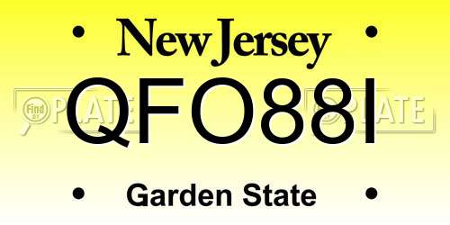 QFO88I New Jersey License Plate