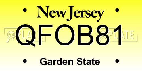 QFOB81 New Jersey License Plate