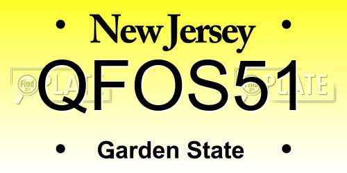 QFOS51 New Jersey License Plate