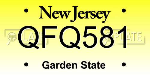 QFQ581 New Jersey License Plate