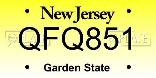 QFQ851 New Jersey License Plate