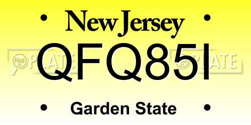QFQ85I New Jersey License Plate