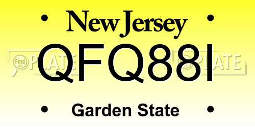 QFQ88I New Jersey License Plate
