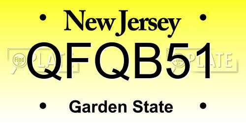 QFQB51 New Jersey License Plate