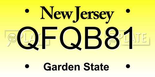QFQB81 New Jersey License Plate
