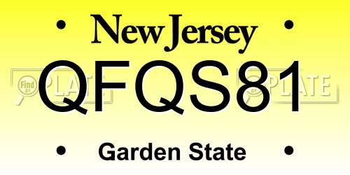 QFQS81 New Jersey License Plate