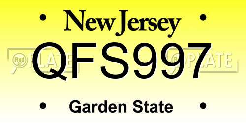 QFS997 New Jersey License Plate