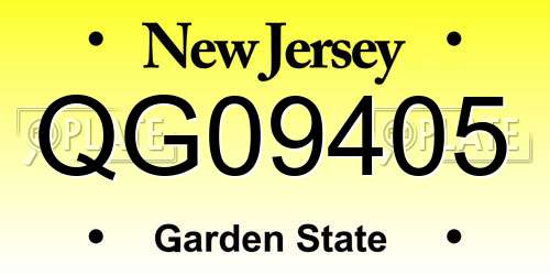 QG09405 New Jersey License Plate