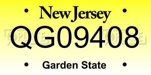 QG09408 New Jersey License Plate