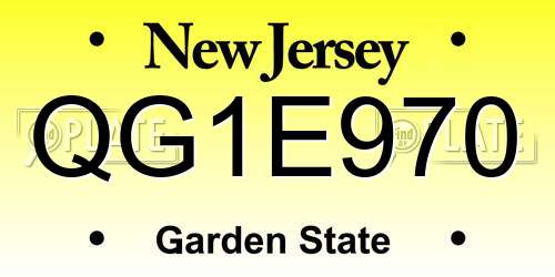 QG1E970 New Jersey License Plate
