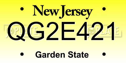QG2E421 New Jersey License Plate