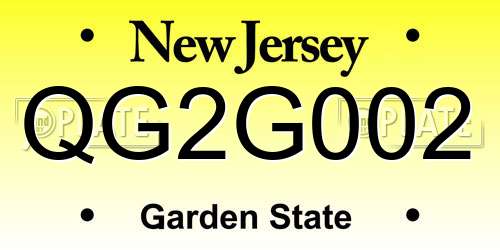 QG2G002 New Jersey License Plate