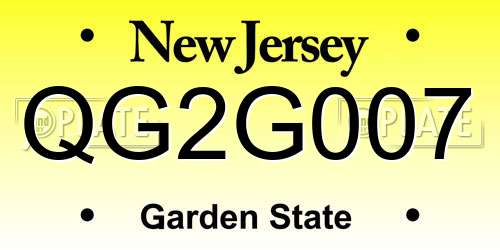 QG2G007 New Jersey License Plate