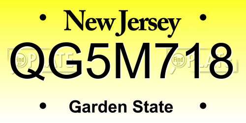 QG5M718 New Jersey License Plate