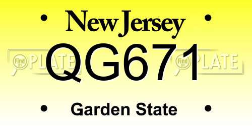 QG671 New Jersey License Plate