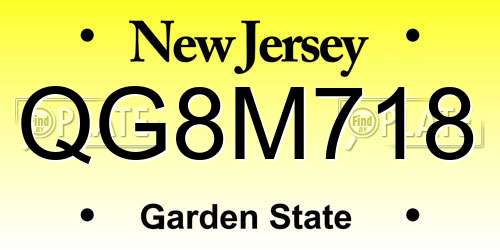 QG8M718 New Jersey License Plate