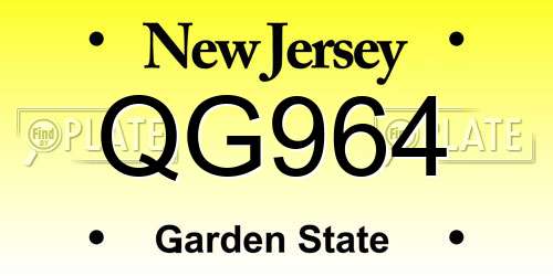 QG964 New Jersey License Plate